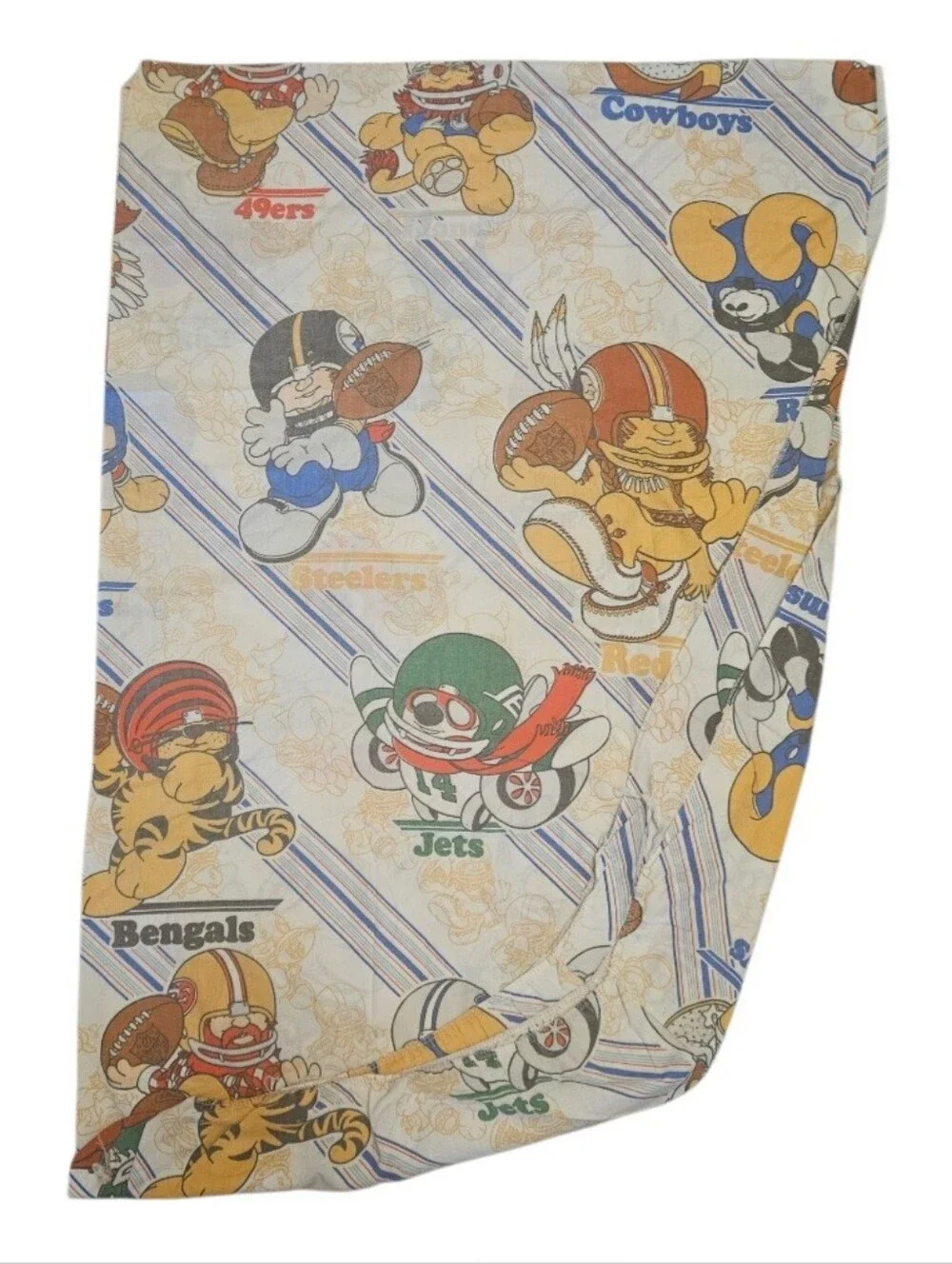Vintage 1980's NFL Huddles American Football Bedding Twin Fitted Sheet